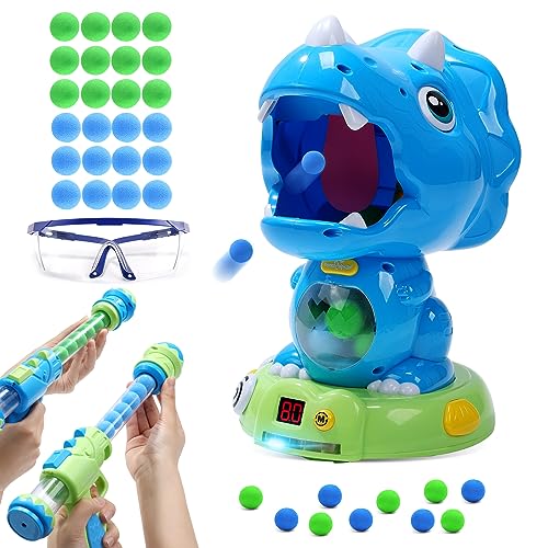 Eaglestone Moveable Dinosaur Shooting Toys Triceratops Action,Kids Shooting Games With Lcd Score Record&Led, Enhancing Hand-Eye Coordination Toys For Boys And Girls