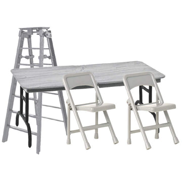 Ultimate Ladder, Table & Chairs Silver Playset For Wrestling Action Figures