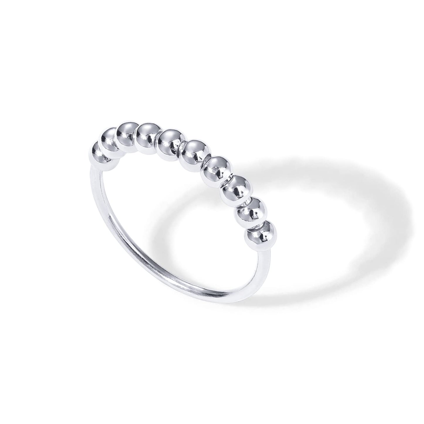 Pavoi Spinning Anxiety Ring (Beads, White Gold, 6)
