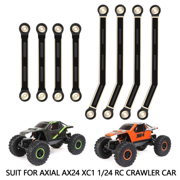 8PCS Black Coating Brass Links Rod Linkage Set for Axial AX24 XC-1 1/24 RC Crawler Car Upgrade Parts