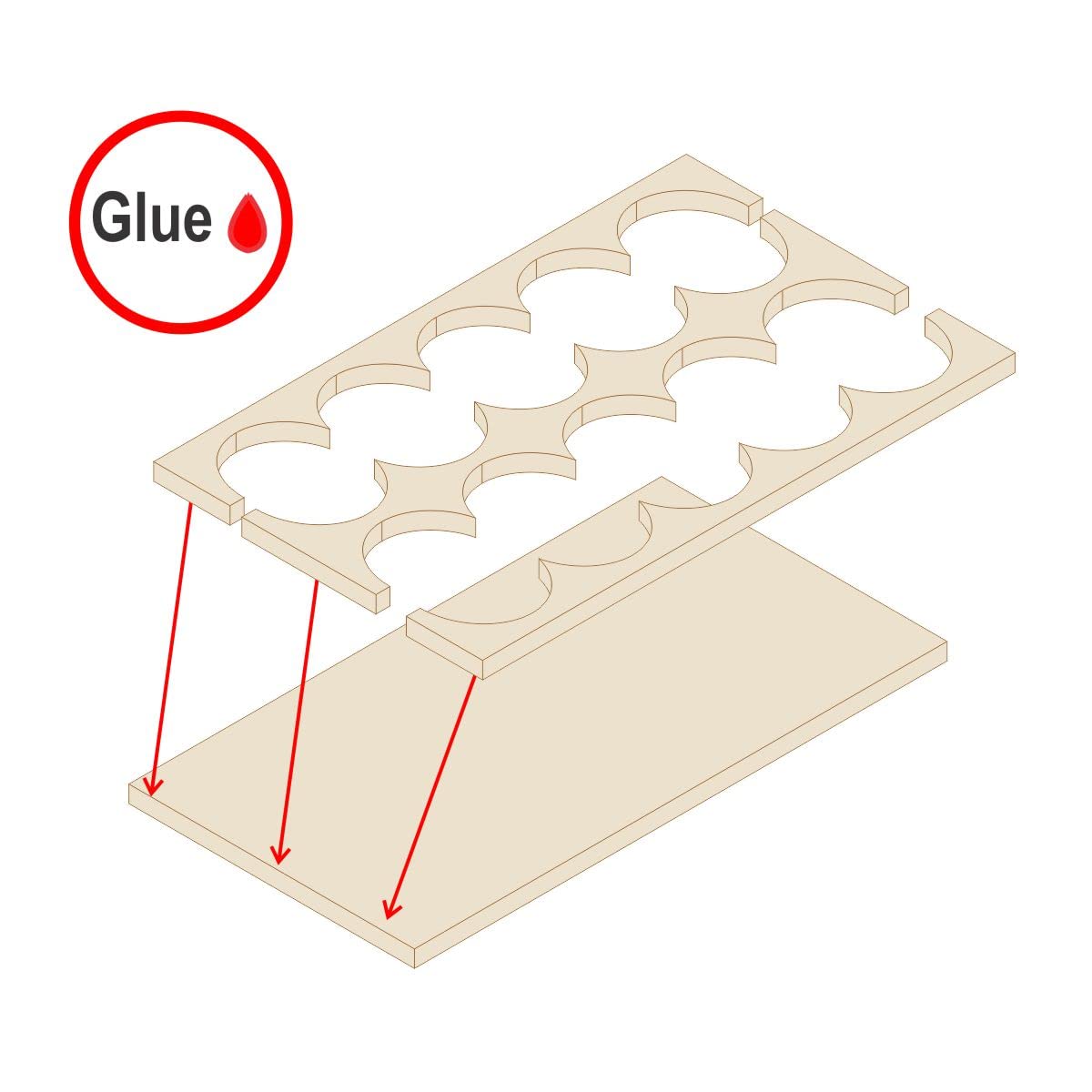 Litko 5X2 Round Base Formation Rank Tray, 3Mm Plywood, 133Mm X 62Mm