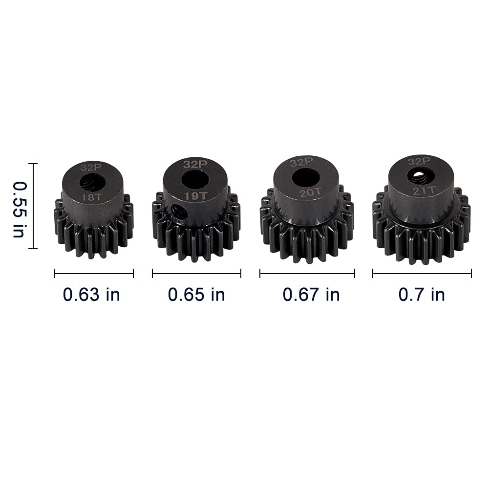 WEISHUJI Pinion Gear Set, Pinion Motor Gear, 32P Pinion Gear Set, 32 Pitch Pinion Gear Set 5mm Shaft Hole 18T 19T 20T 21T Pinion
