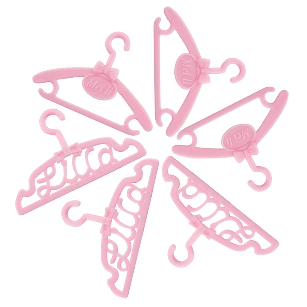 E-Ting 60 Pcs Mini Doll Clothes Hangers Plastic Mixed Little Hangers Doll Clothes Accessories For 11.5 Inch Doll Clothes Gown Dress Outfit
