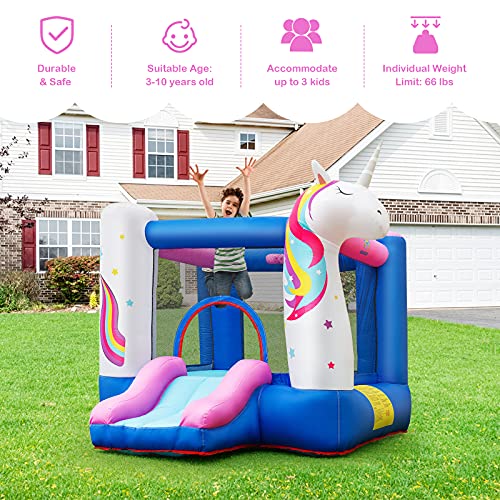 BOUNTECH Inflatable Bounce House, Kids Bouncy House with Slide, Jumping Area, Including 480W Blower, Oxford Carry Bag, Indoor Ca