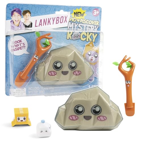 Lankybox Dig-N-Discover, Mystery Rocky. Collectible Mini Figures, Moldable Play Sand, Officially Licensed Merch
