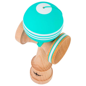 Kendama Usa - Kaizen Triple Stripe Kendamas - For Players Of All Levels, Carrying Bag Included (Turquoise & White)