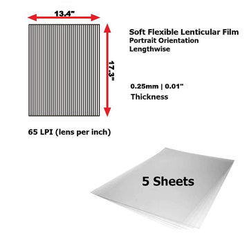 Flexible Lenticular Lens Sheet Film - 65Lpi, Great For Magic Trick, Holographic, Magic Tricks, 3D Flip-Image Printing, Illusion