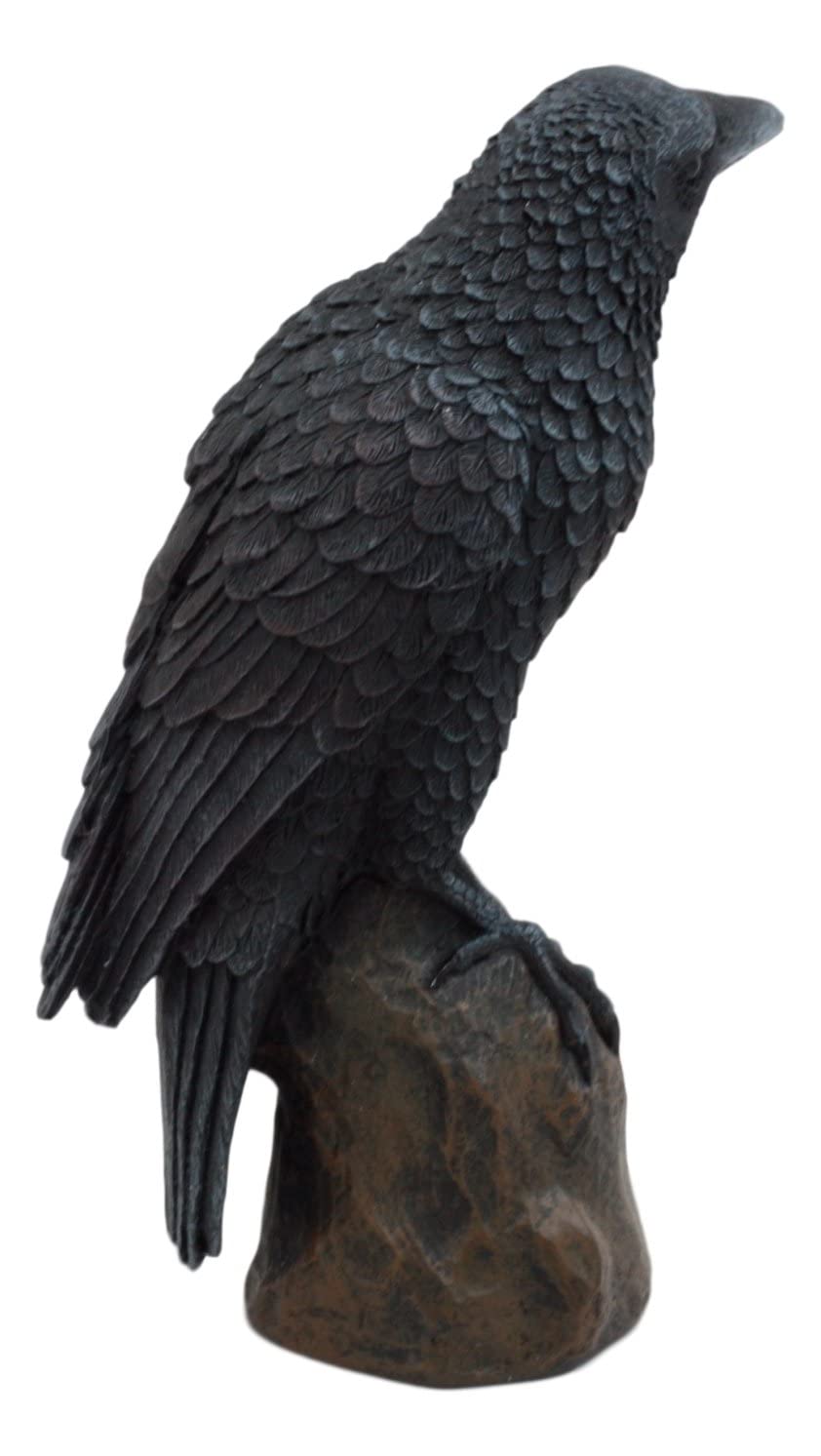Ebros Gift Gothic Raven Figurine Crow Scavenger Bird Perching On Rock Sculpture 6' H Ossuary Macabre Harbinger Of Doom Ravens Crows Death Creature