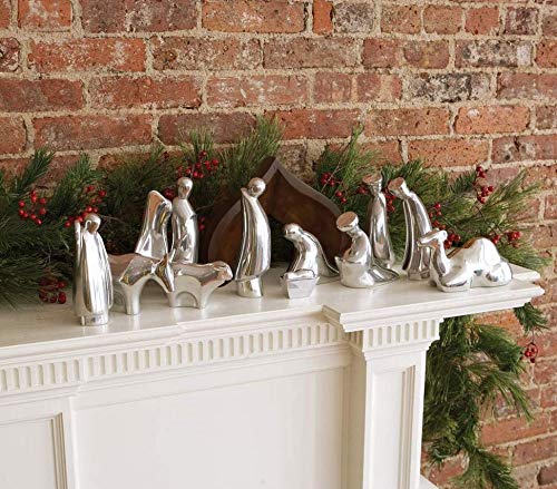 Nambé Nativity Scene Figurines (4-Piece Set) - Christmas Figurine Set - Creche, Mary, Joseph, Baby Jesus In Acacia Wood & Alloy, Elegant Holiday Décor For Spiritual & Festive Holiday Display