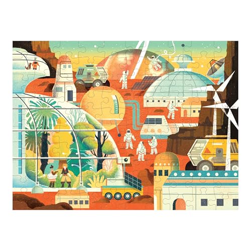 Mudpuppy Space Mission 100 Piece Double-Sided Puzzle - Two Fun Puzzles In One!, Colorful Illustrations Of Your Favorite Cosmic S