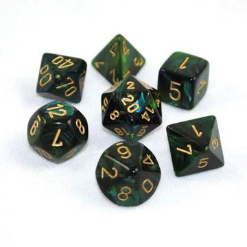 chessex Manufacturing 27415 Jade Scarab With gold Numbering Dice Set Of 7