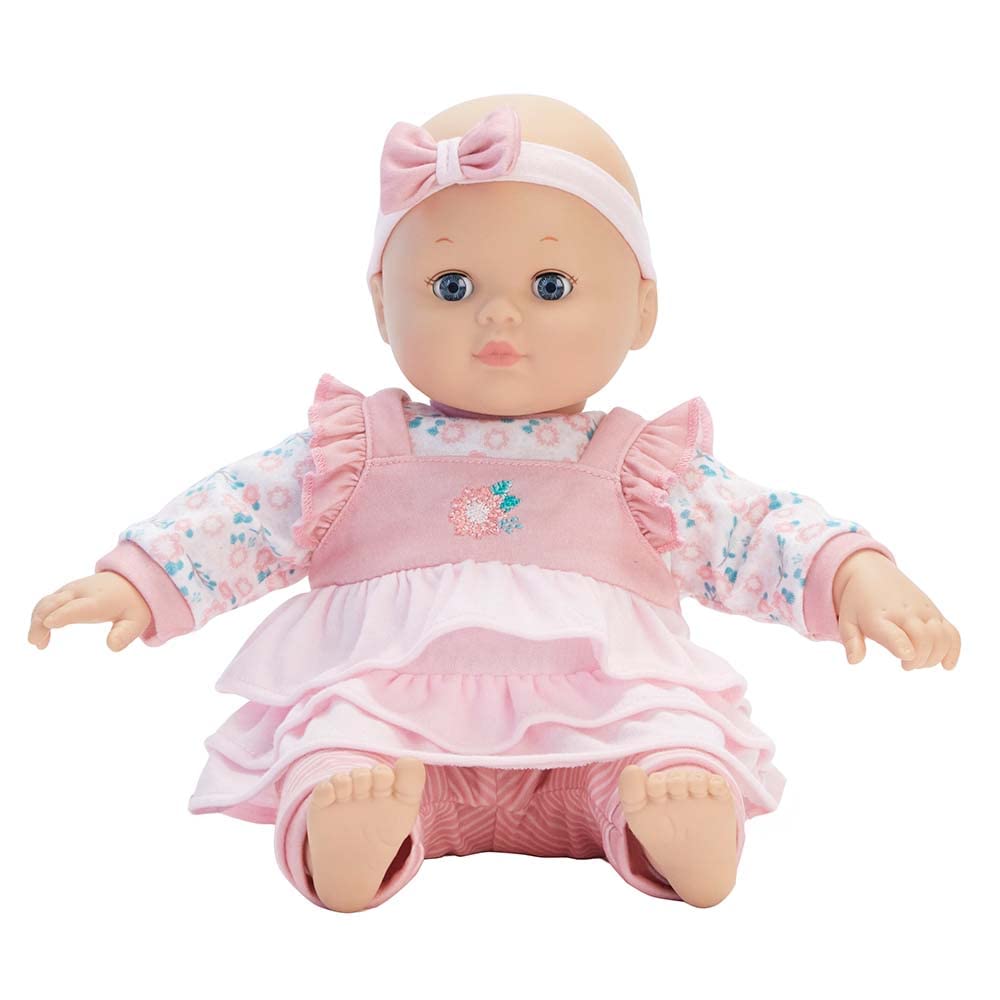 Madame Alexander 14-Inch Baby Cuddles Doll With Bottle, Pink Floral, Light Skin Tone