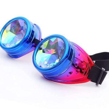 Steampunk Glasses For Raves Trippy Psychedelic Kaleidoscope Goggles With Rainbow Crystal Glass Lens