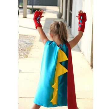 Qiaoniuniu Dinosaur Dragon Cape And Gauntlets Halloween Costume Boy Girl Toddler Dress Up Clothes 2-6 Years Old Color Light Blue