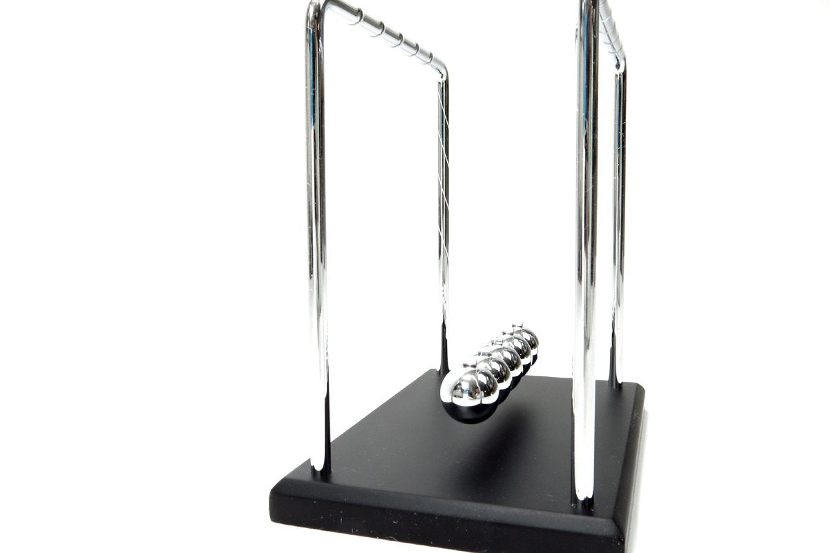 Powertrc Newtons Cradle Balance Balls 7 1/4' | Science Physics Gadget | Desk Toys & Accessories