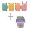 Brushinbella Silicone Bath Toys 4-Pack - Cleanable Silicone Toys With Montessori Stackable Cups - Baby Bath Toys - Dishwasher-Safe Bath Toys - Toddler Tub Toys - Baby Bath Essentials