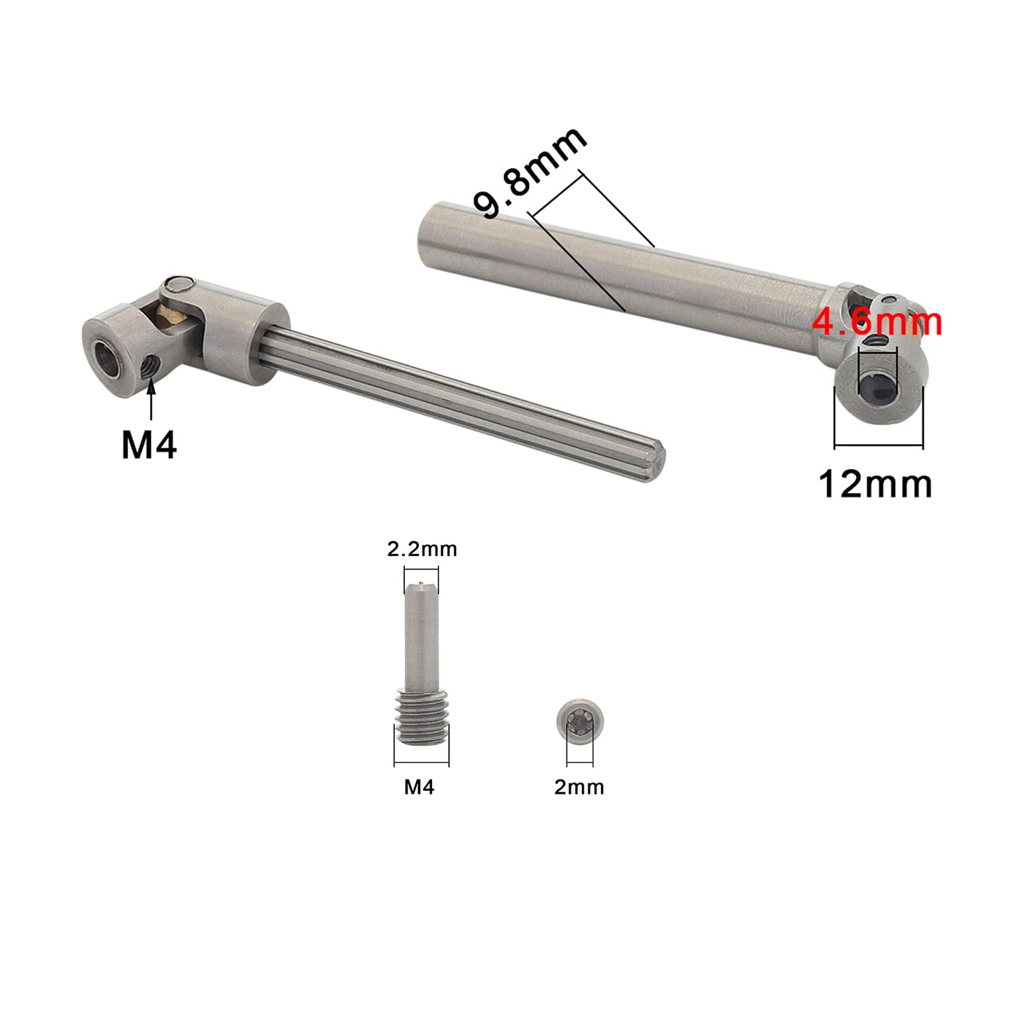 AMOGOT 2Pcs Stainless Steel Drive Shafts 112-165mm for 1/10 RC Crawler Trx4 SCX10 Wraith Axial SCX10II Capra D90 TF2 Redcat Gen7
