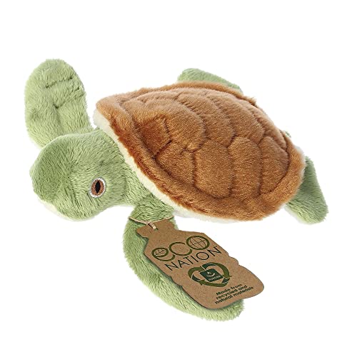 Aurora, 35089, Eco Nation Mini Turtle, 13 Cm, Eco-Responsible Plush, Brown & Green