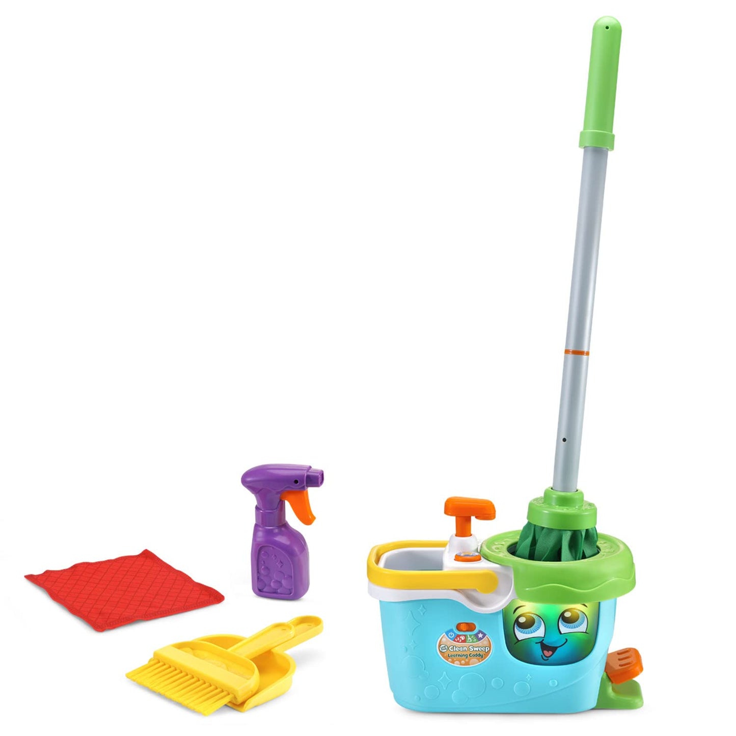 Leapfrog Clean Sweep Learning Caddy, Kids Mop And Broom Cleaning Toy Set For Ages 3-5, Blue
