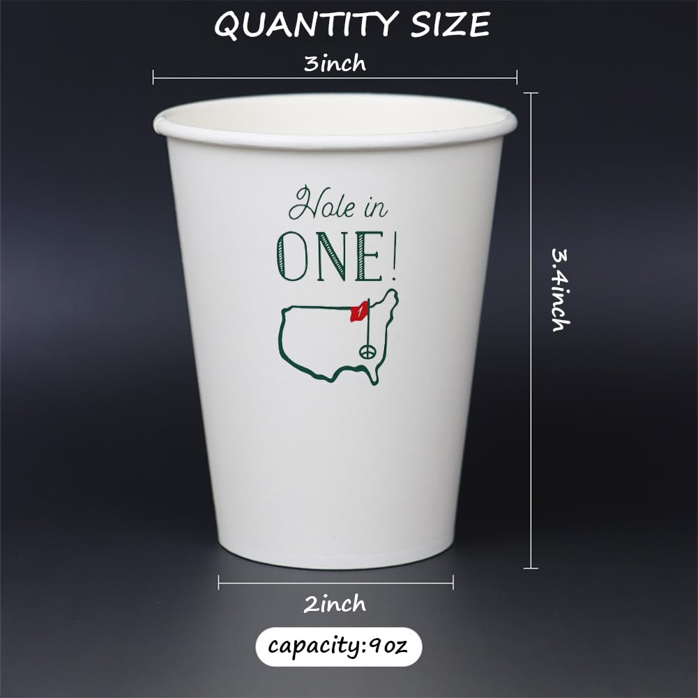 Geloar Golf Party Cups, 20 Pack 9Oz Hole In One First Birthday Disposable Paper Party Cups For Baby 1St Party First Birthday (Ho
