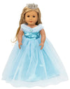HWD Girls Doll Clothes - Princess Costume Wedding Dress for 18" Dolls, Blue2, Polyester, Model H-TA-010120