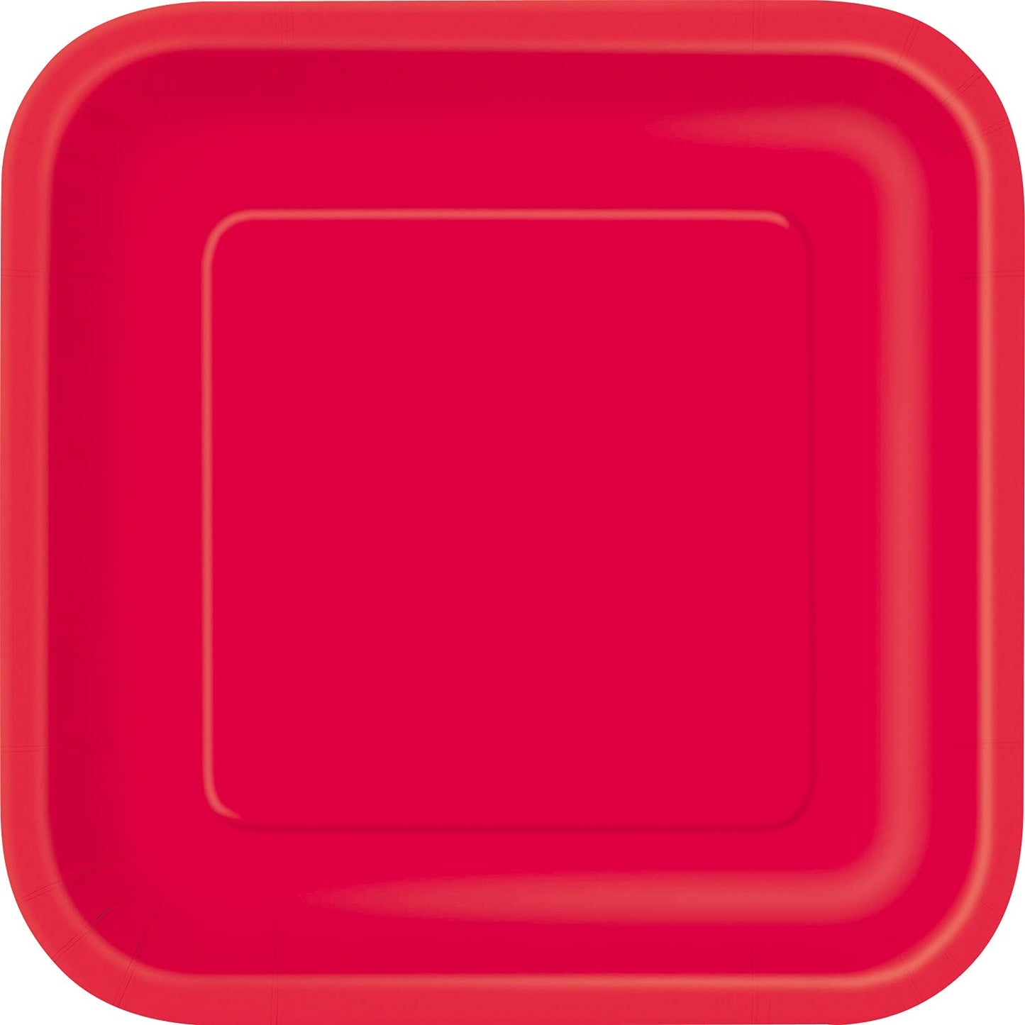 Unique - Eco-friendly Paper Square Plates-18cm Red-Pack of 16, Red (31502EU)