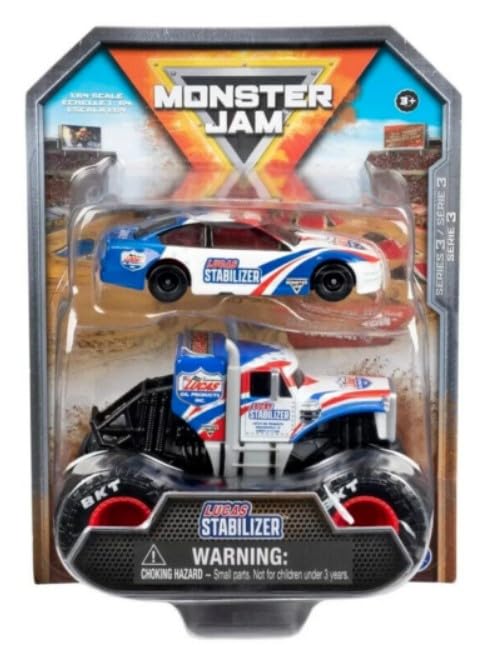 Monster Jam Official 1:64 Scale Diecast 2-Pack Monster Truck and Race Car: Son-uva Digger (Lucas Stabilizer)
