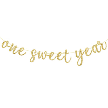One Sweet Year Banner, First Birthday Anniversary Party Decorations Supplies For Boys Girls, Sweet One Bunting Sign, 1St Bday Ba