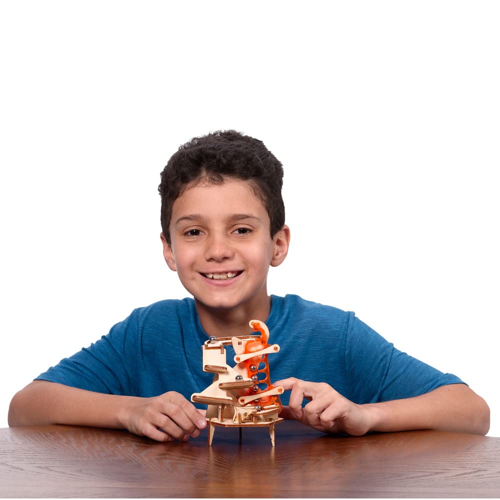 Marbleocity Triple Play 4-Bar Link — Build A Wood Marble Machine — Tinkineer Stem Kit — For Ages 9+