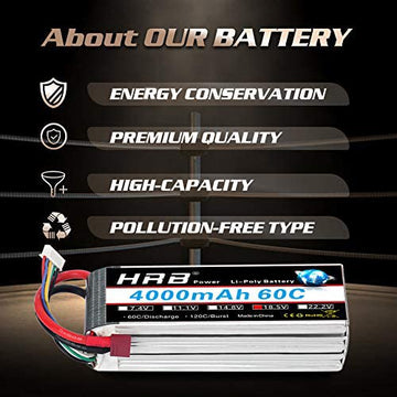 HRB 5S 4000mAh Lipo Battery 18.5V 60C RC Lipo Battery Pack Compatible with RC Car RC Airplane RC Truck RC Boat