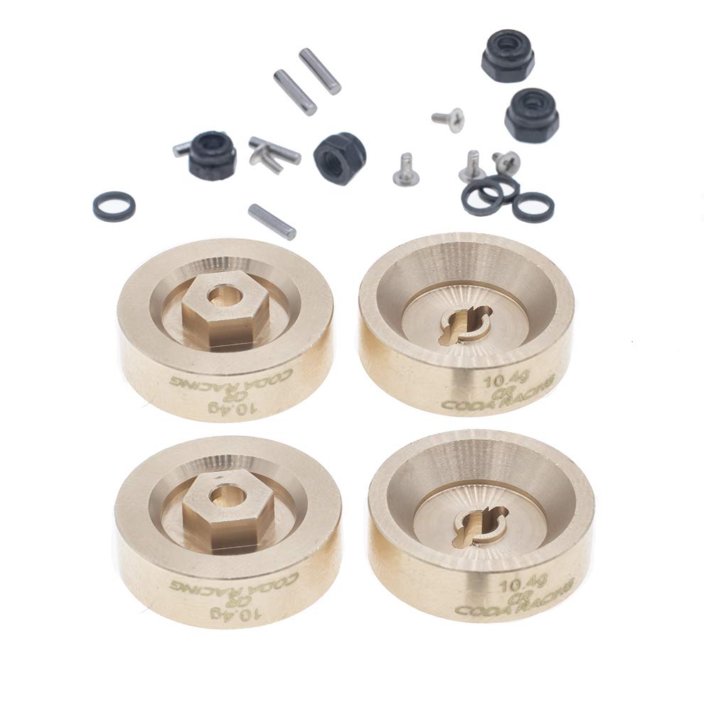 CODA RACING 4pcs 10.4g Brass Wheel Weights Hex Adapter 5mm for AXIAL SCX24 AXI00001 AXI00002 AXI00005 AXI00006 Upgrades 1/24 RC