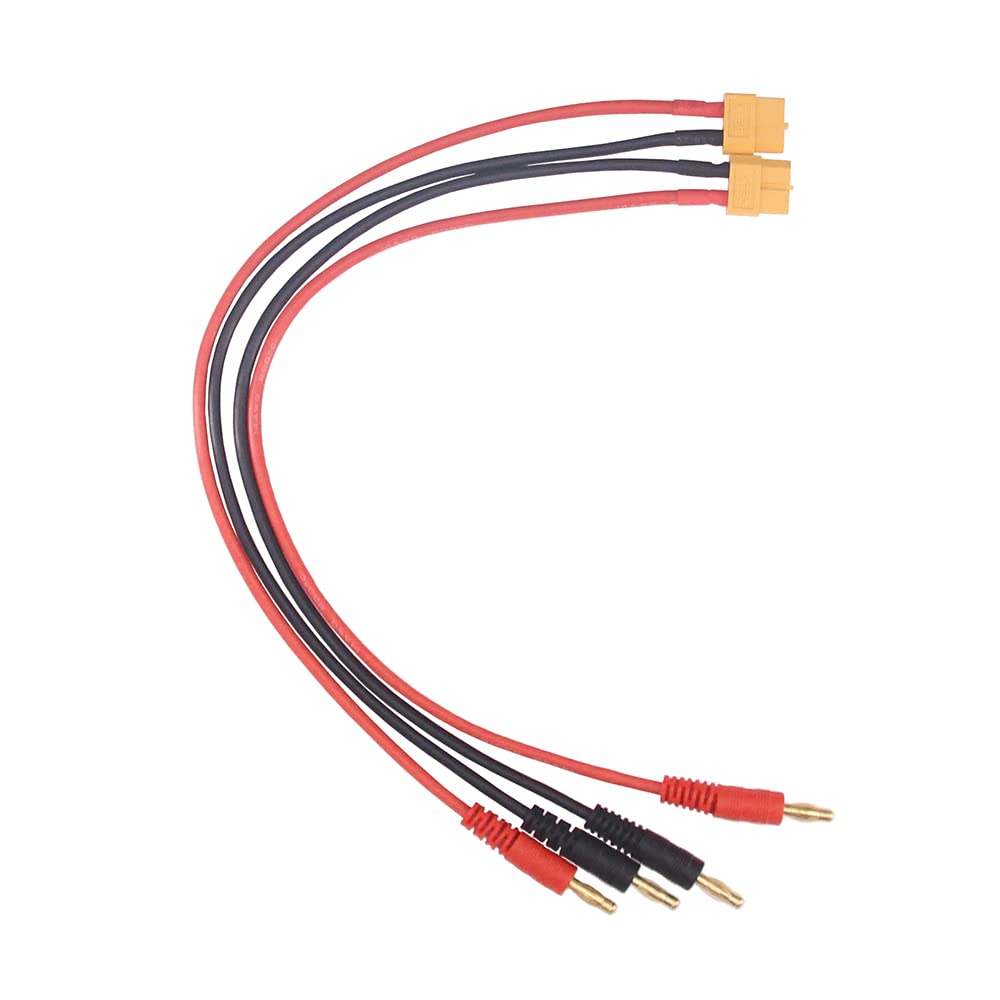 OliYin 2pcs Female XT60 to 4.0 Banana Plug RC Battery Charge Cable 14awg Silicone Wire 30cm 11.8inch (Pack of 2)
