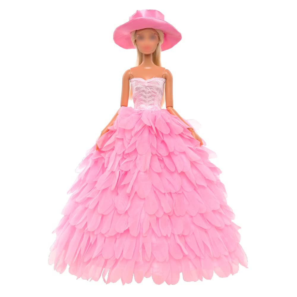 Barwa White Wedding Dress With Veil And Princess Evening Party Clothes Wears Gown Dress Outfit With Hat For 11.5 Inch Girl Doll