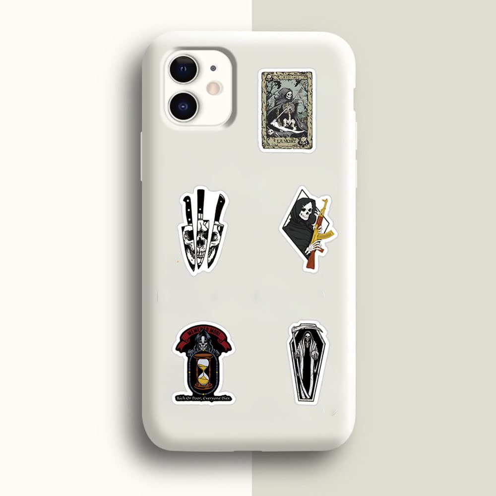 62Pcs Horror Grim Reaper Stickers Pack, Skeleton Death Waterproof Vinyal Decals For Water Bottle, Laptop, Phone, Scrabook, Journ