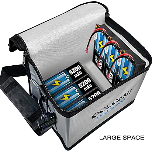 COLCASE Fireproof Explosionproof Lipo Safe Bag for Lipo Battery Storage and Charging, Large Space Highly Sturdy Double Zipper Li