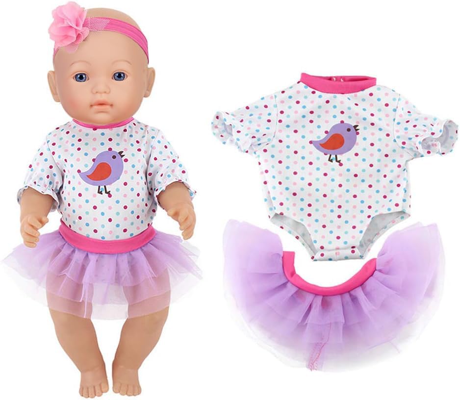Doll Clothes 4 Sets Doll Fashion Outfits Fit For 43 Cm New Born Baby Dolls 14-16-17 Inch Baby Dolls 15 Inch Dolls 18 Inch Dolls(No Doll