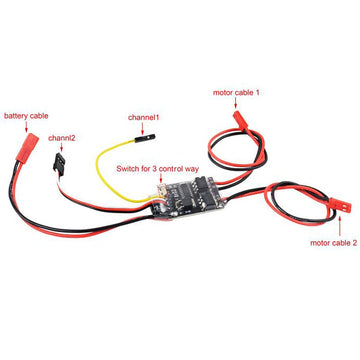 FPVDrone Bidirectional 5A ESC Brushed Speed Controller Dual Way ESC 2S-3S Lipo for RC Model Boat/Tank 130 180 Brushed Motor Spar