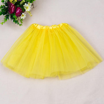 2-8Years Girls Tutu Classic Elastic 3 Layered Tulle Skirt Tutu For Toddler Girl (Yellow)