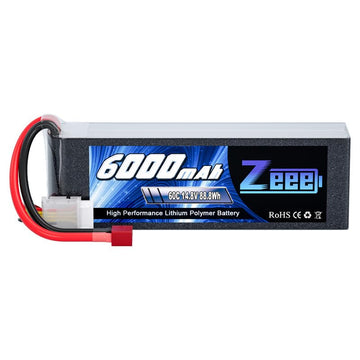 Zeee 4S Lipo Battery 6000mAh 60C 14.8V Soft Case Battery with Deans Plug Compatible with RC Plane Quadcopter Airplane Helicopter