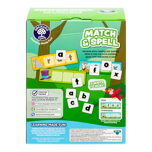 ORCHARD TOYS Match & Spell Game - Fun Word-Building for Ages 4+, Multicolor, Medium Size, Model 91053