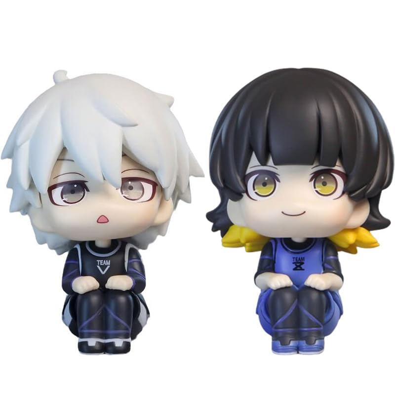 Puruuige 2Pcs Bachira Meguru+Nagi Seishiro Figure Anime Look Up Figurine 3.9'' Pvc Bachira Meguru Q Version Action Figure Model