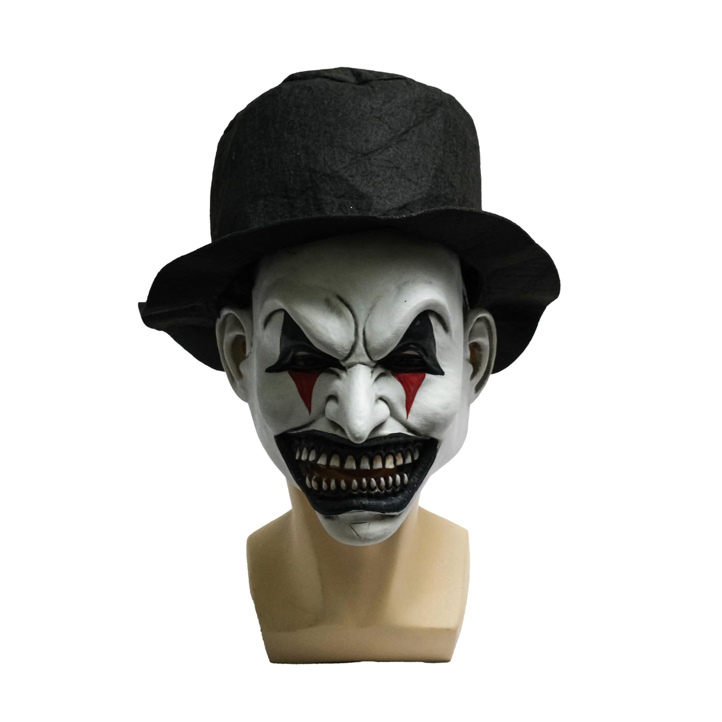 Wellinology Smiling Evil Clown Mask Halloween Scary Mask, Latex Creepy Half Face Elastic Band Realistic Horror Ghost Devil Demon