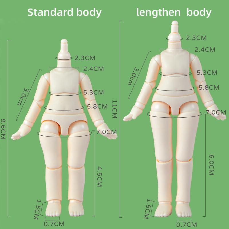 Xidondon 10Cm Doll Body 1/12 Ymy Pvc Body For Gsc,Sto,1/12 Bjd Doll Head Movable Spherical Joint Dolls Action Figure Girls Boys