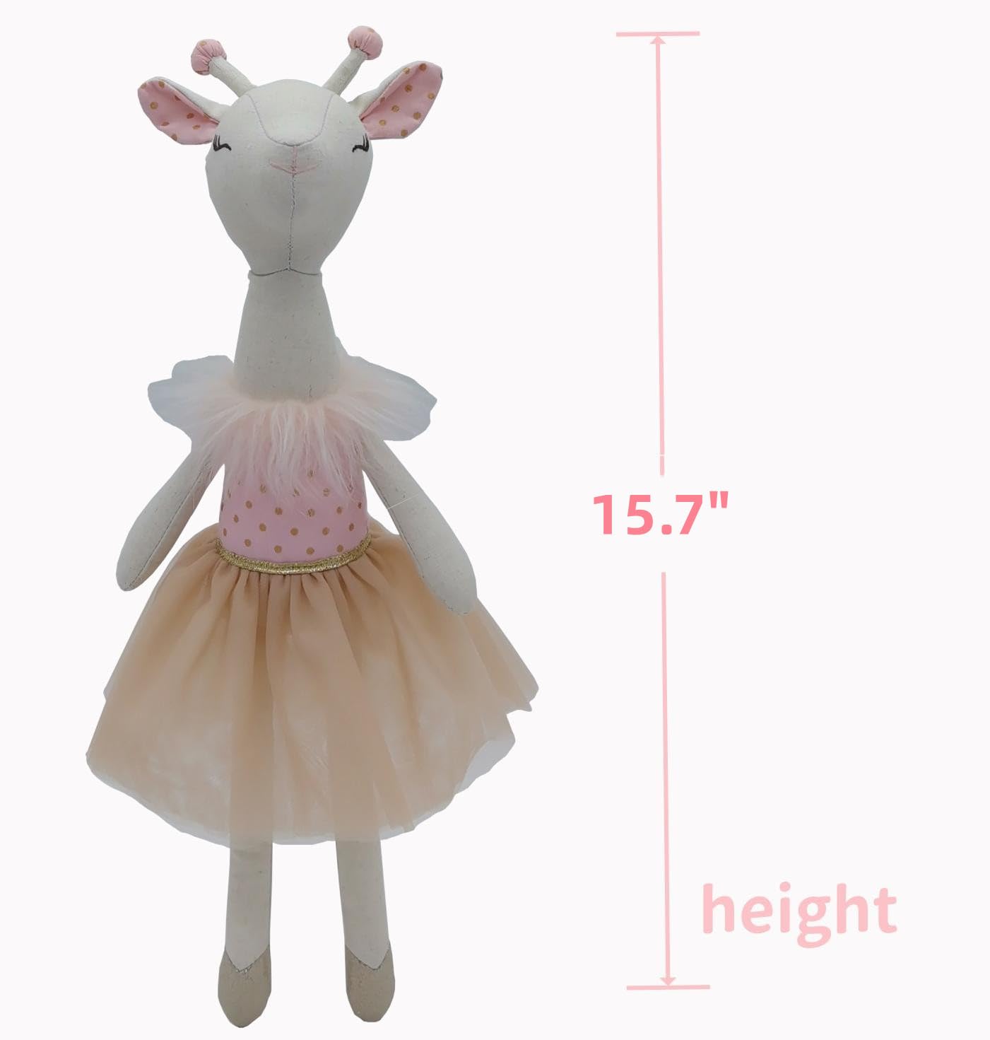 Mikee Fluffie Giraffe Stuffed Animals For Girls,15.7'' Pink Deer Plushies With Lace Skirt,Cute Stuffed Animal For Girls As