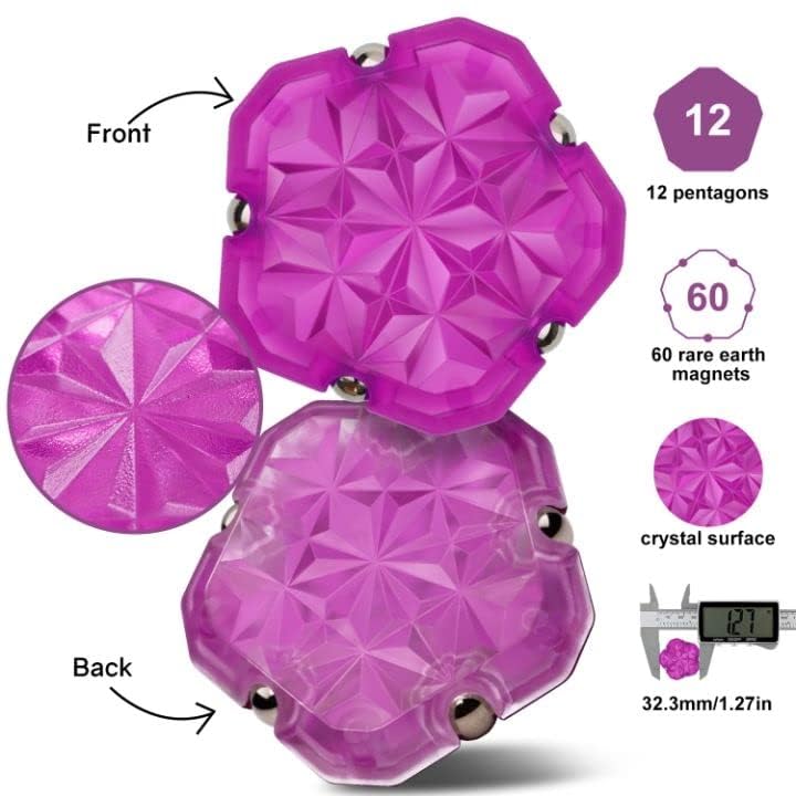 Dyrdm Magnetic Fidget Sphere 12 Pcs Magnetic Pentagons Magnet Sphere Fidget Toys Magnetic Building Blocks Stress Relief Desk Toys For Adults Purple