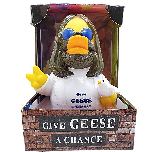CelebriDucks Floating Rubber Ducks - Give Geese A Chance - Small Yellow Collectible Bath Toy Gift for Kids & Adults