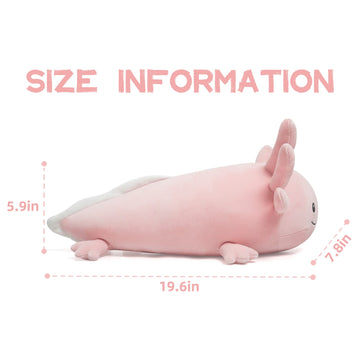 Niuniu Daddy 20 Inch Pink Axolotl Plush Toy - Glow-in-the-Dark Stuffed Animal for Kids, Soft Polyester & PP Cotton, Medium Size