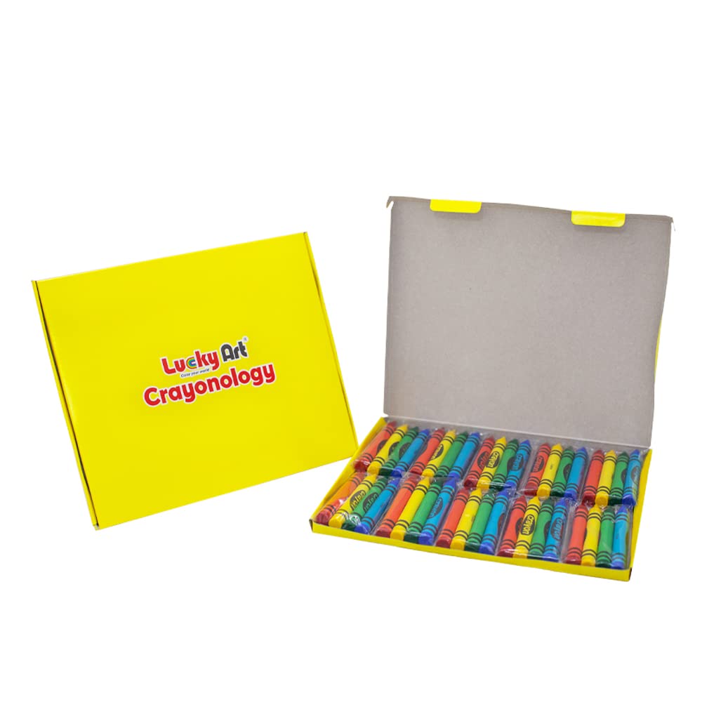 Lucky Art Crayons Bulk 4 Packs Crayon For Kids Non-Toxic Crayon Party Favors (Large, 10 Sets (40 Counts))