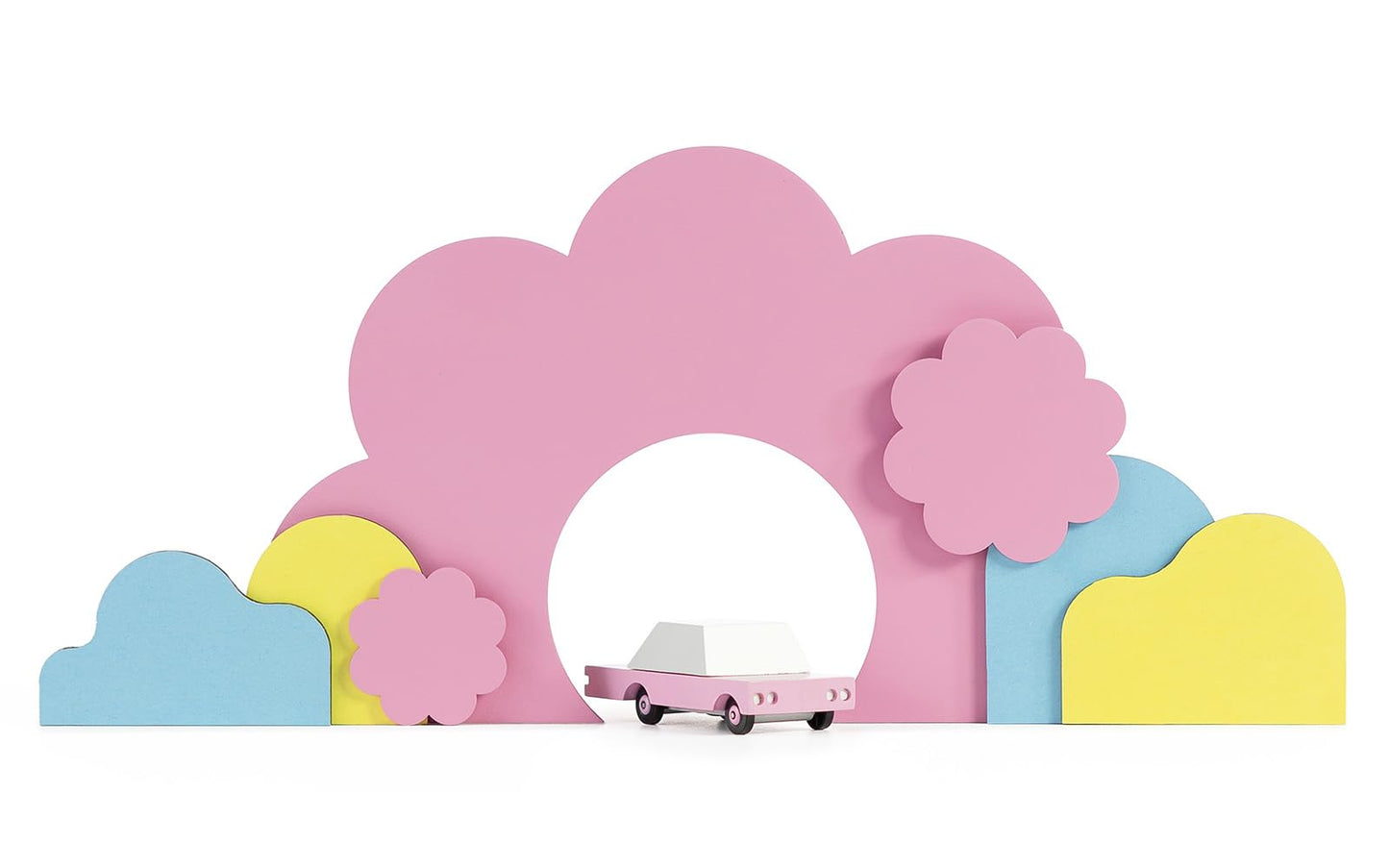 CANDYCAR Wooden Diecast Collection - Pink Sedan enhanced Handcrafted Beech Wood Toy Car