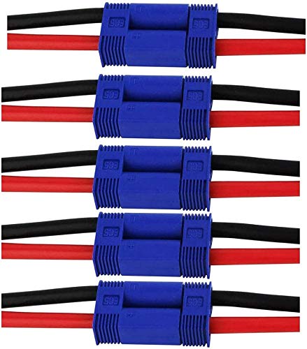 5 Pairs EC5 5.0mm Male Female Banana Connector with 12awg Silicone Wire 10cm RC Hobby Lipo Battery(Pack of 5)